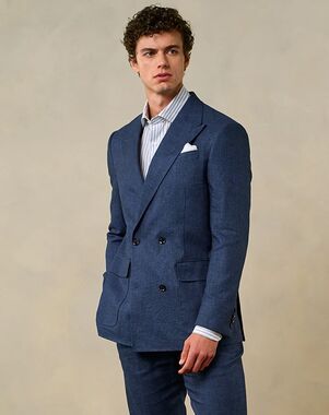The Black Tux Ink Blue Double Breasted Linen Suit Blue Tuxedo