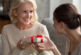 mother-in-law receiving birthday gift birthday card messages