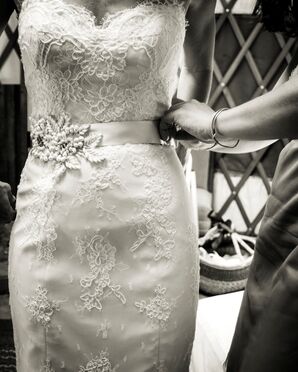 Marisa Bridal Lace Dress with Beaded Floral Belt