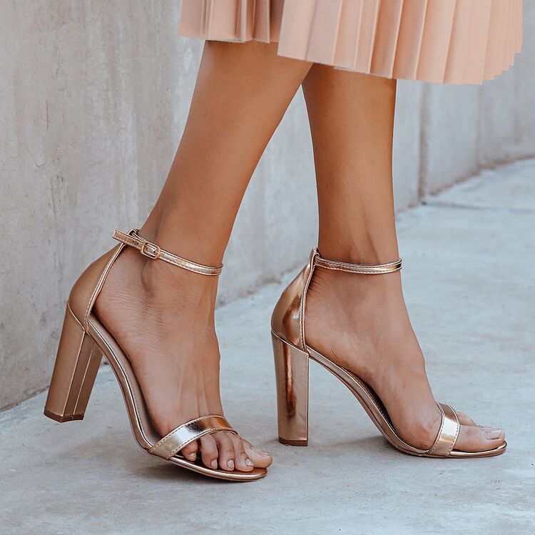 Rose gold bridesmaid heels from Lulus