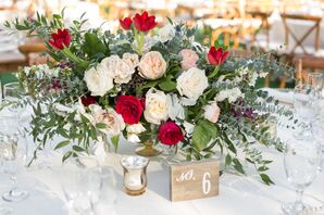 Eucalyptus and Garden Rose Centerpiece