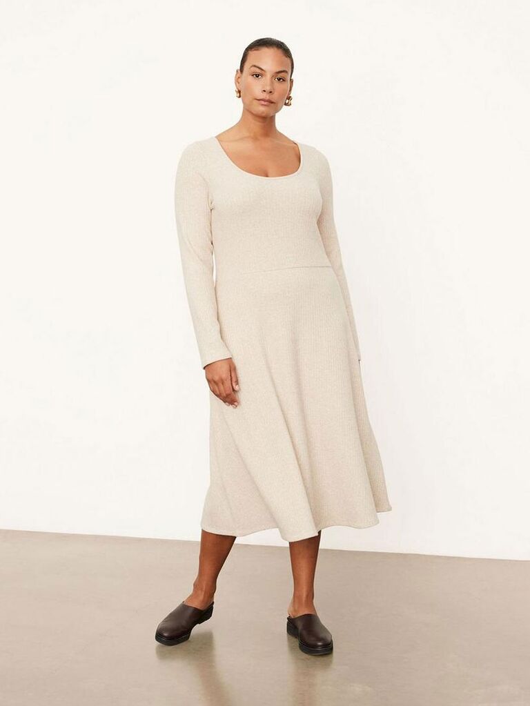 Vince ivory ribbed rental dress for engagement party 