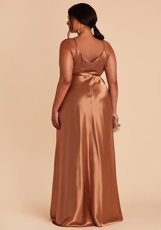 Birdy Grey Cindy Dress in Satin Rust V-Neck Bridesmaid Dress - 6