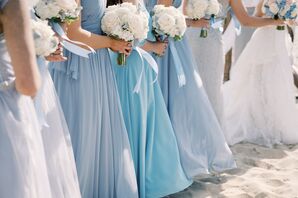 Light Blue Bridesmaids Dresses for Massachusetts Wedding