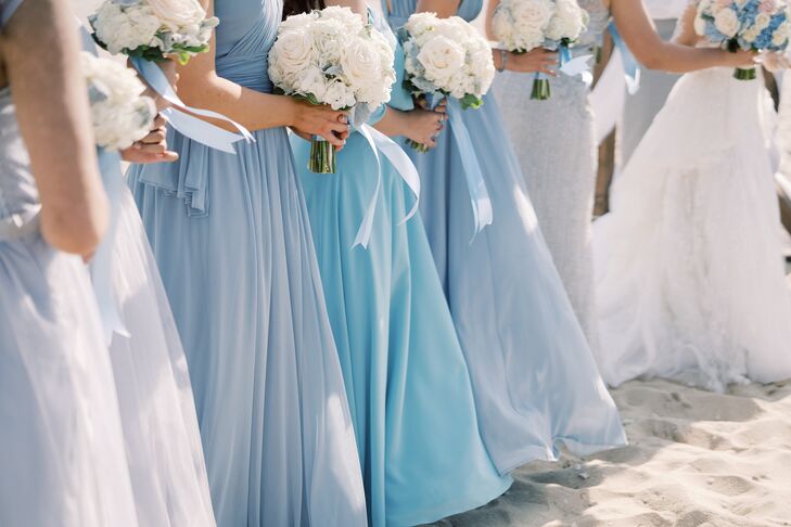 Light Blue Bridesmaids Dresses for Massachusetts Wedding