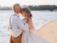 older bride and groom on wedding day
