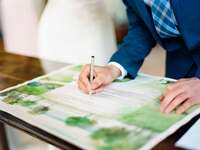 groom signing the ketubah