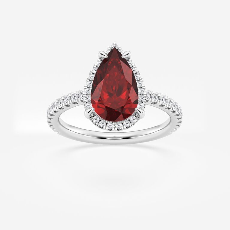 Grown Brilliance Pear-Cut Ruby and Lab Grown Diamond Halo Engagement Ring