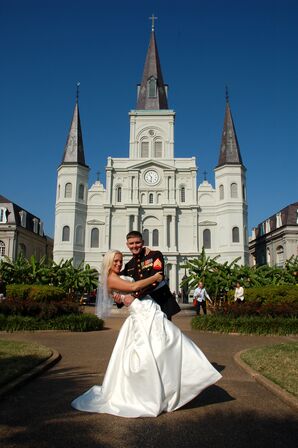 Marine Corps Bride and Groom at St. Louis Cathedral