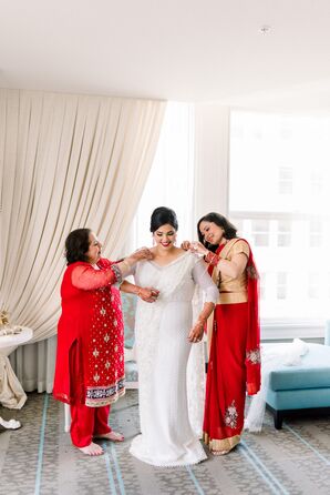 Hindu Bride Getting Ready with Long-Sleeved Wedding Dress