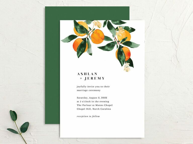 citrus themed wedding invitation