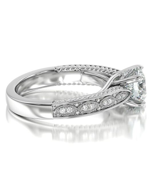 With Clarity Vintage Marquise, Round, Oval Cut Engagement Ring - 2