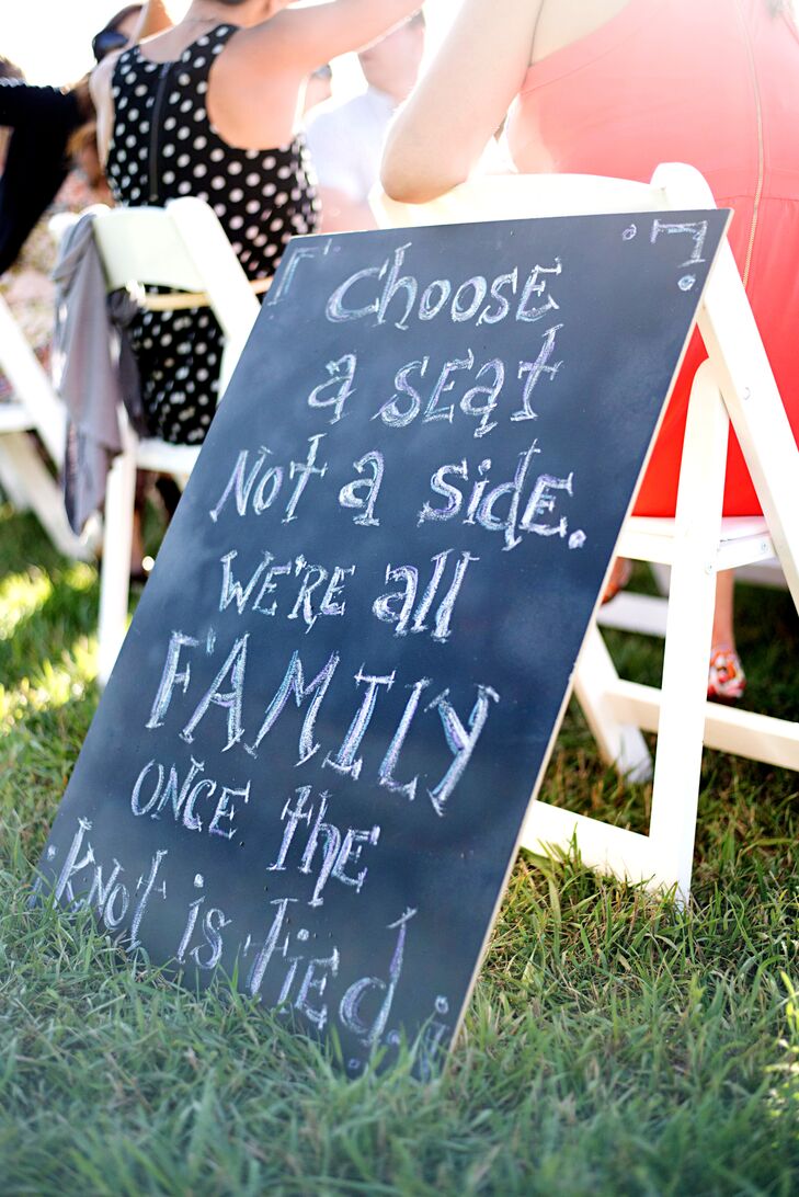 Scott and Sara asked family members to help create the chalkboard signs displayed throughout the ceremony and reception.