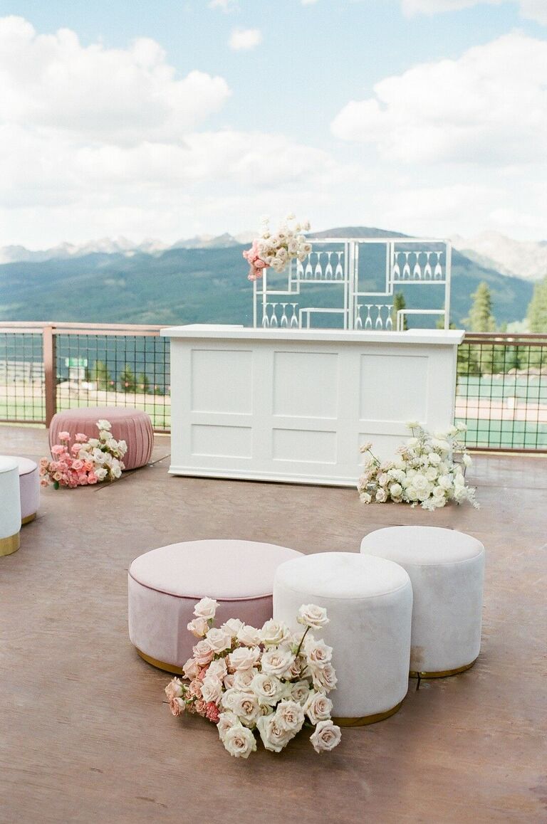 Mountain-view cocktail hour setup