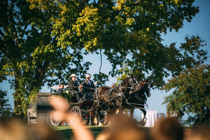 Molly entered her wedding on a horse-drawn carriage fit for a queen.