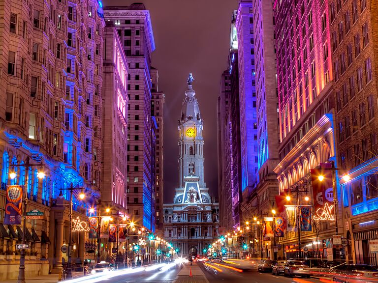 Center city of Philadelphia at night