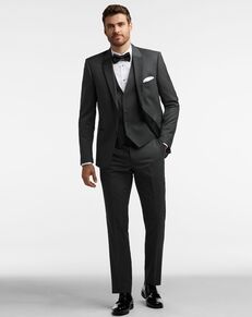 MEN'S WEARHOUSE Calvin Klein Charcoal Gray Performance Wool Suit Wedding  Tuxedo | The Knot