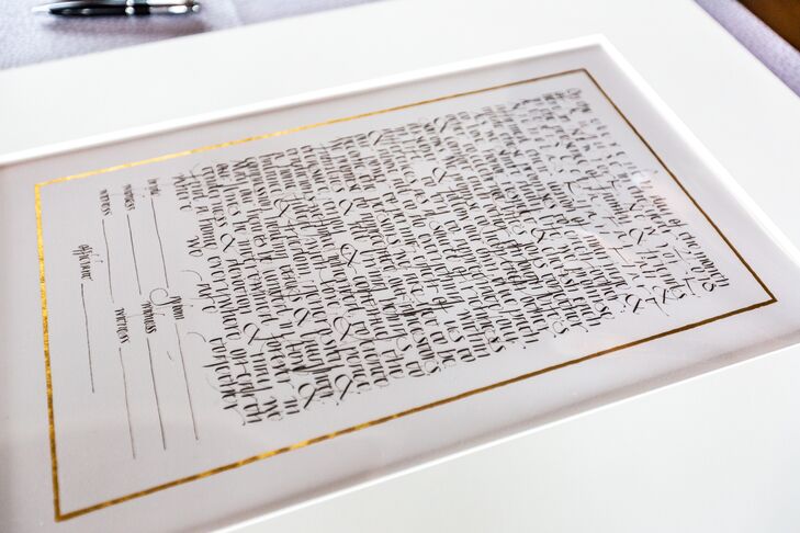Calligraphed Ketubah With Gold Border