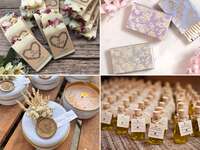 A selection of just some of the gorgeous wedding favors available on Etsy, from papercrafts to tiny bottles.