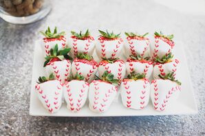 White-Chocolate Strawberries With Baseball Stitching