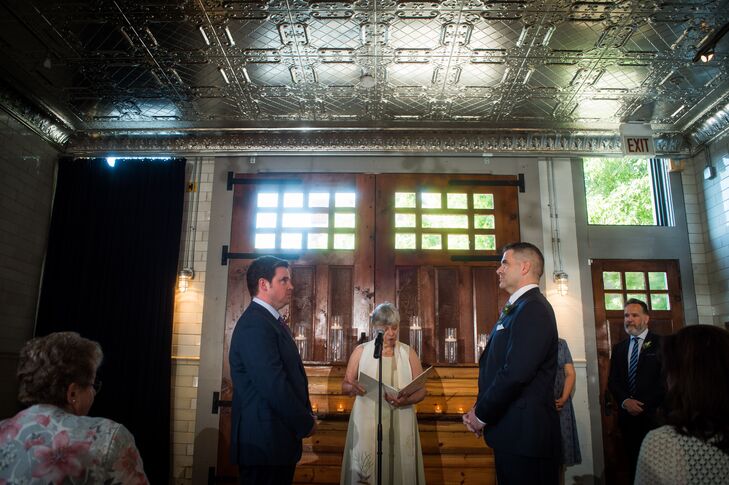 James and Stephen were married in the loft at Firehouse Chicago in Chicago, Illinois.