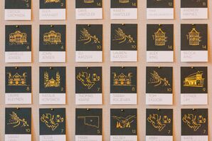 Illustrated Escort Cards for Wedding at The Meridian House in Washington, D.C.