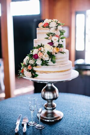 Naked Cake With Rose Garland