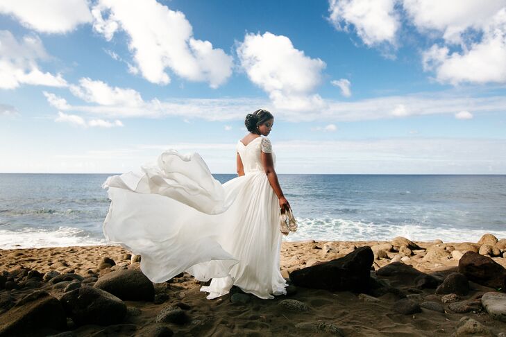 White Reem Acra Wedding Dress with Sleeves