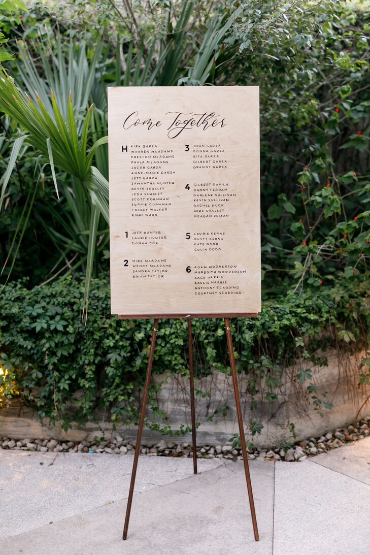 Modern Wood Seating Chart at South Congress Hotel in Austin, Texas