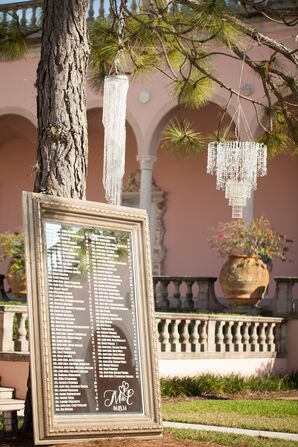 Gold Framed Seating Chart with White Logo