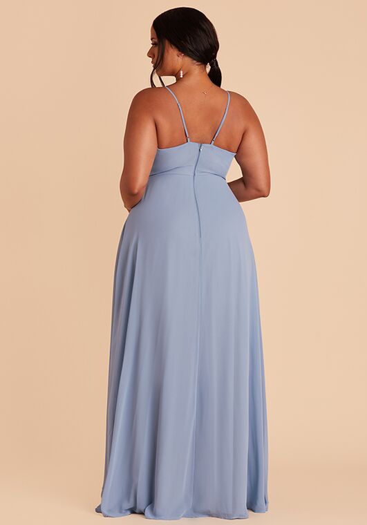 Birdy Grey Theresa Dress in Chiffon Dusty Blue V-Neck Bridesmaid Dress - 6