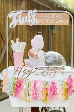 Cotton Candy Station During Wedding at Saddle Wood Farms in Murfreesboro, Tennessee