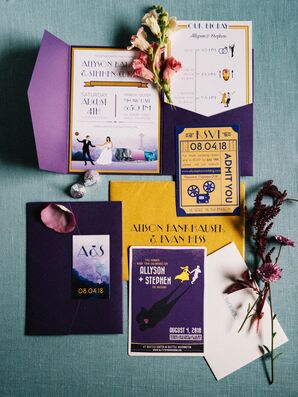 Purple Art Deco Hollywood Invitations