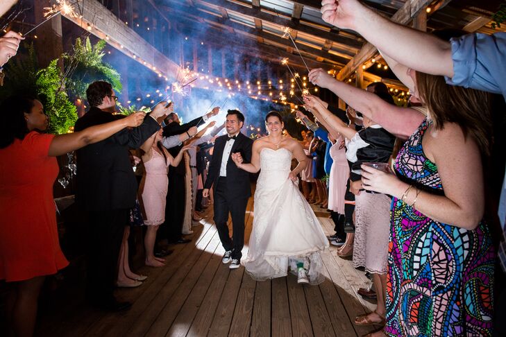 With everyone having such a great time at the wedding reception, Ashley and Miguel extended their reception. When the night eventually ended, guests waved sparklers, as Ashley and Miguel made their way out of the reception.