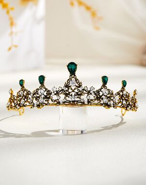 AW Bridal AW BRIDAL Tiaras and Crowns for Women Jeweled Green Crown - Crystal Wedding Tiaras for Bride Princess Headband Prom Party Pageant Birthday Hair Accessories Green Tiara