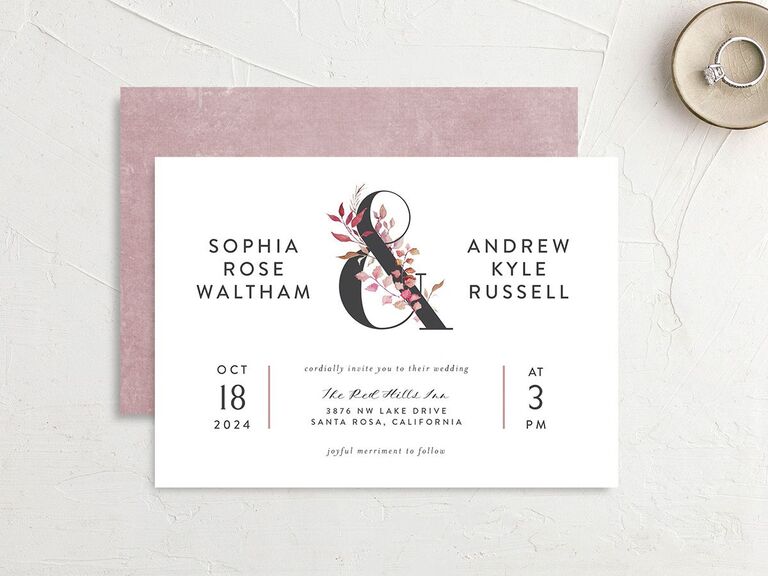 Understated rustic floral invitation