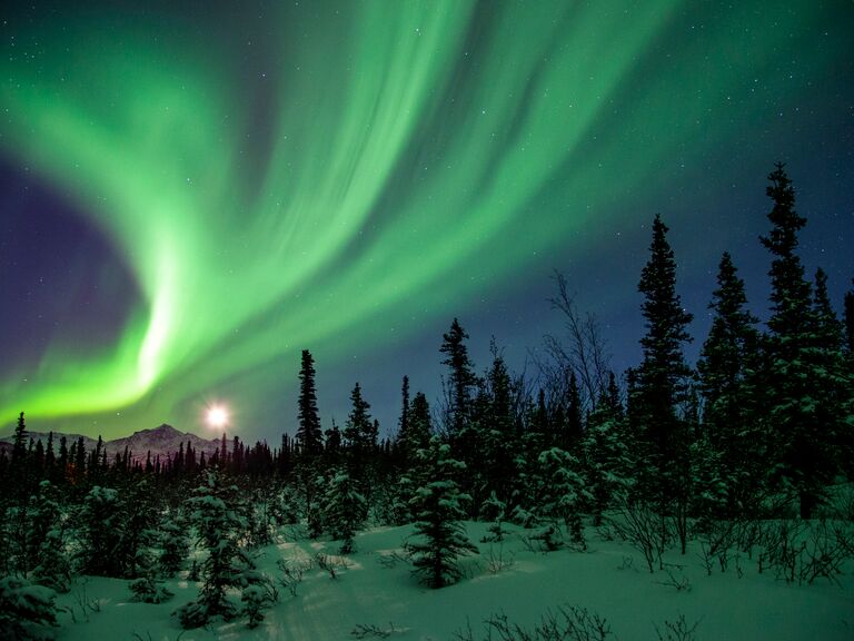 The Northern Lights across the Alaska night sky