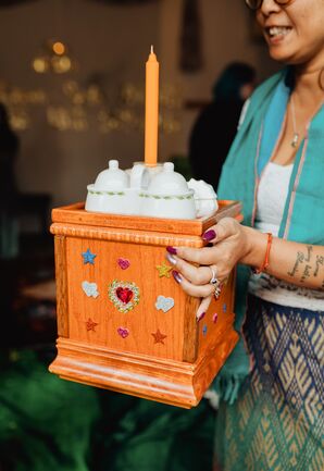 DIY Wooden Box With Candle for the Traditional Passing of the Blessings, Khmer Wedding