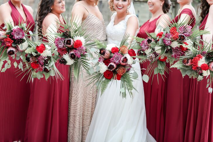 Modern and Tropical Bridesmaids Bouquets
