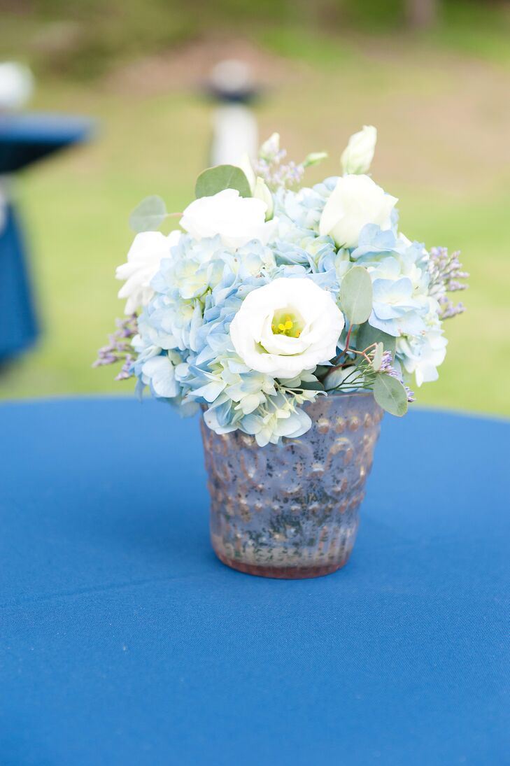Hydrangea, Lisianthus and Eucalyptus Centerpiece