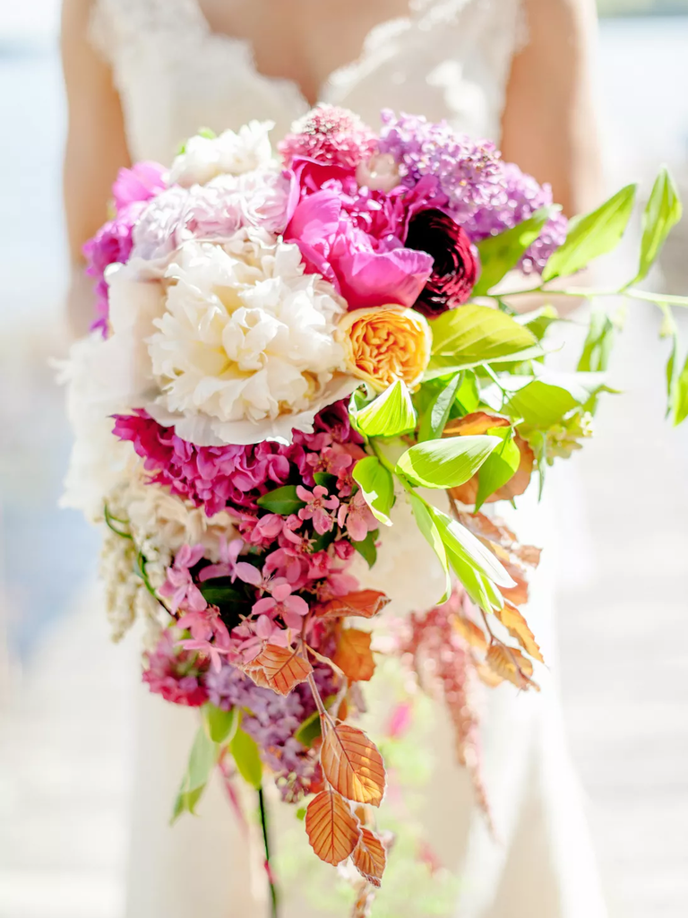 A gorgeous and vibrant springtime dahlia bouquet.