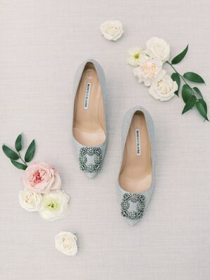 Gray Badgley Mischka Wedding Heels