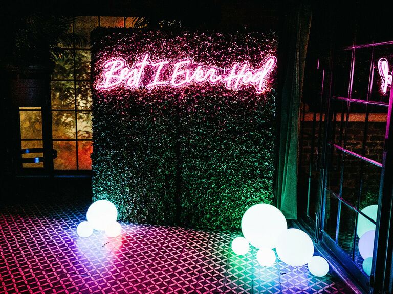 Neon maximalist wedding sign
