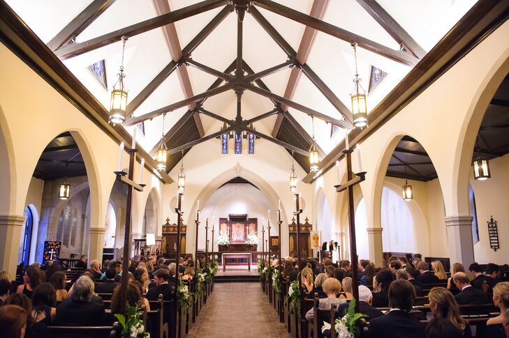 Christina and Matthew exchanged vows in a sweet ceremony at St. Chrysostom's Church, a location they chose while walking through their neighborhood. "We loved everything about it and soon became regular members of the church," the bride says.