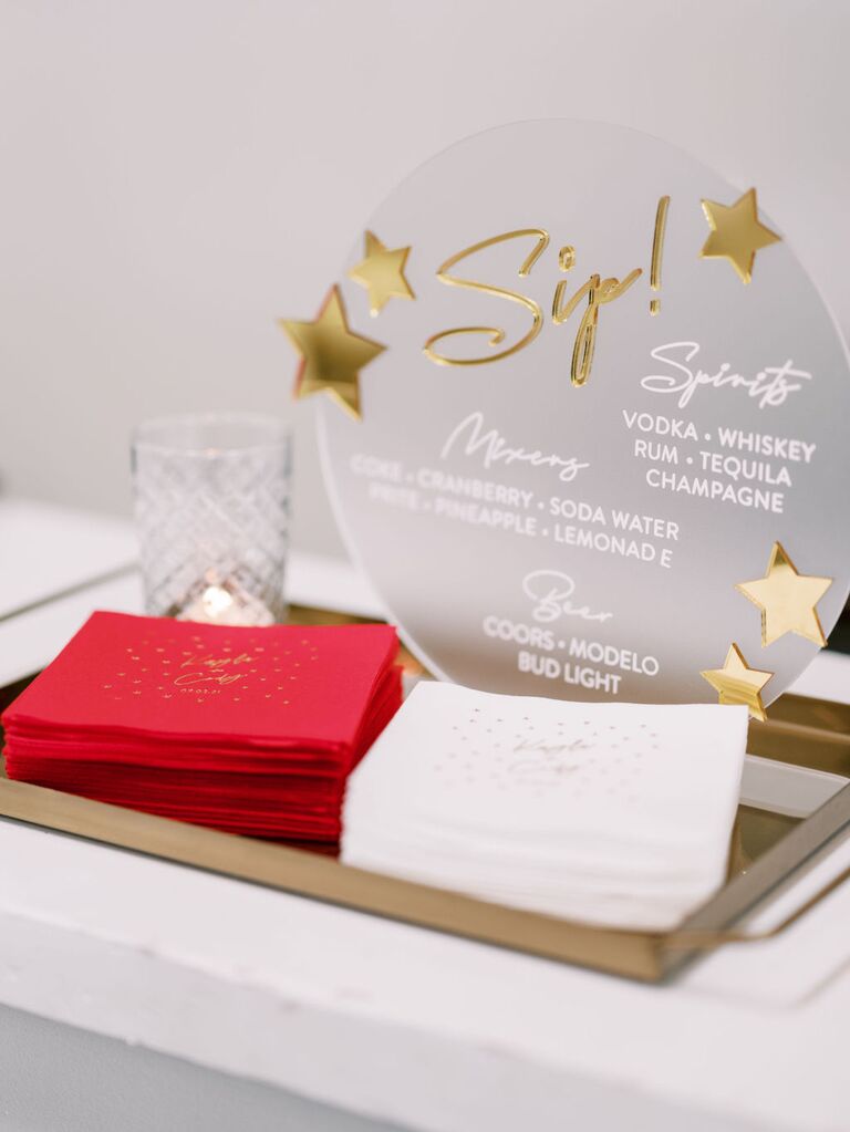 Acrylic signature cocktail signage