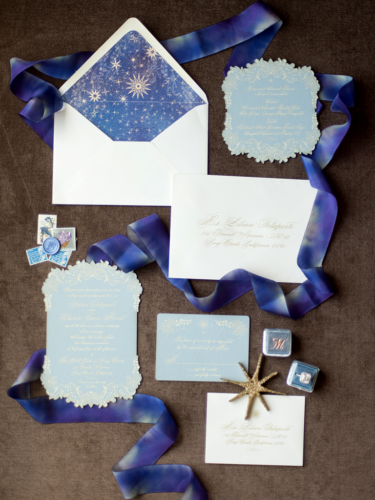 Starry Night themed wedding invitations by Jasmin Michelle Designs