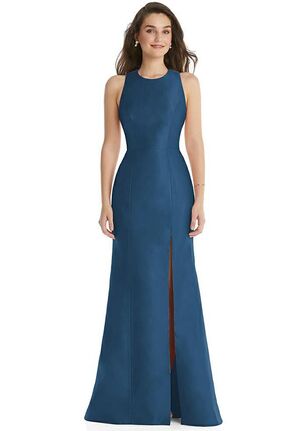 Dessy Group Jewel Neck Bowed Open-Back Trumpet Dress - D824 Bridesmaid Dress