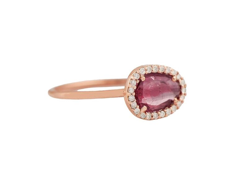 Celine Daoust one-of-a-kind pink watermelon tourmaline and diamond ring