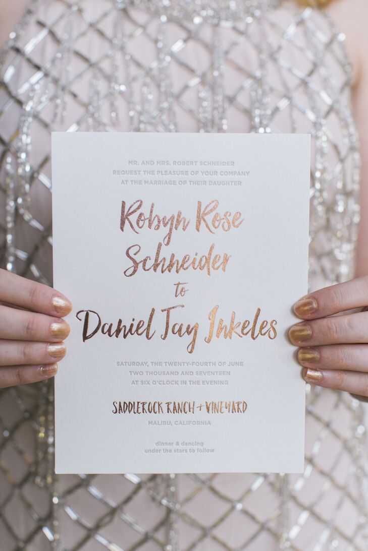 Gold Script Wedding Invitations