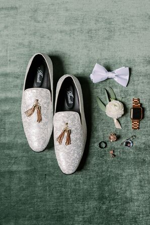 Brocade Silver Loafers for Wedding